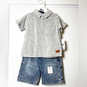 7 For All Mankind Boys 2 piece Set Tshirt & Jean shorts Size 18 Month
